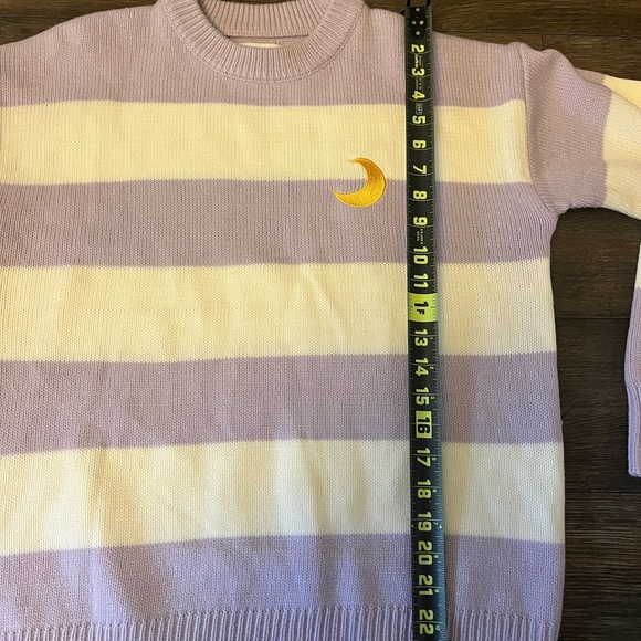Miss Sumey Purple/White Stripe Moon Sweater - Picture 6 of 7
